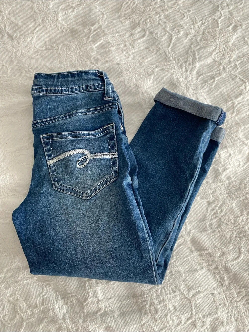 Justice Girls Dark Blue Rolled-Cuff Capri